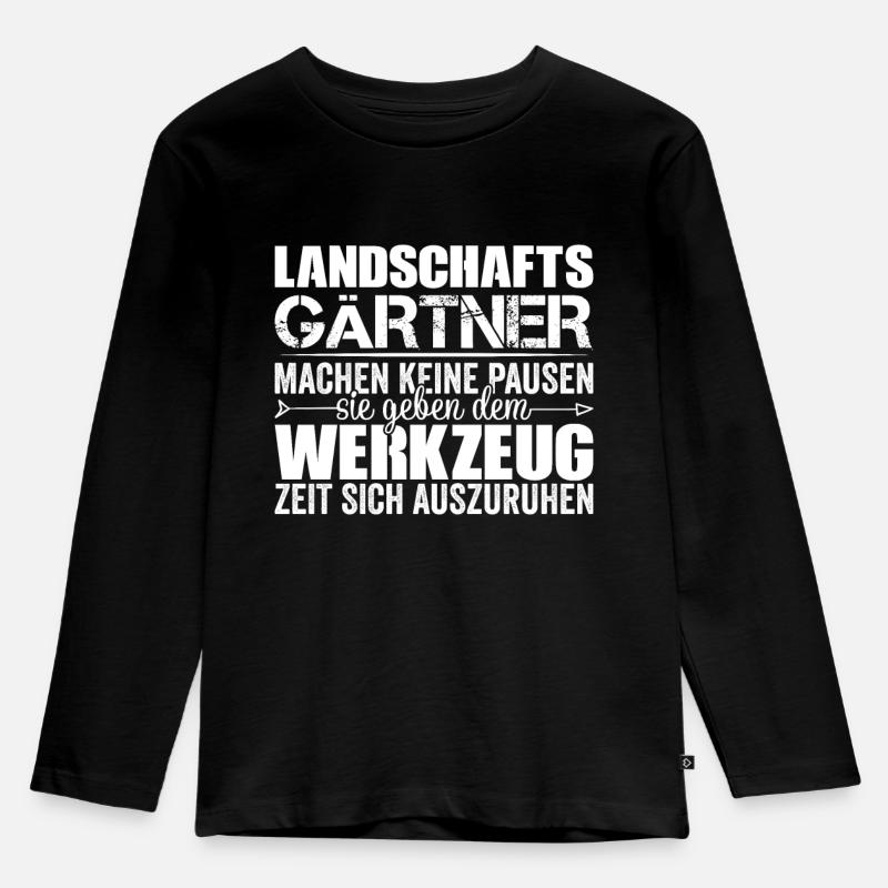 Landschaftsgärtner - Kinder Premium Bio Langarmshirt - Schwarz