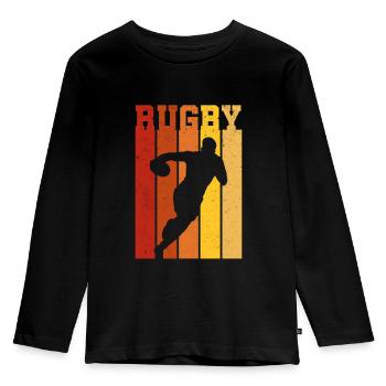 Rugby Player Rugby Retro Sunset Rugby Shirt - Kids' Premium Longsleeve Shirt - black - Front - AI Model Kid Male (0cm)