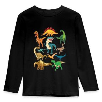 Dinosaurier-Arten Grafiken Dino T-Rex Jungen Dinos - Kinder Premium Bio Langarmshirt - Schwarz - Vorne - AI Model Kid Male (0cm)