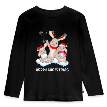 Hoppy Christmas Rabbit Christmas Rabbit XMAS - Kids' Premium Longsleeve Shirt - black - Front - AI Model Kid Male (0cm)