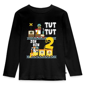 Kinder 2.Geburtstag Eisenbahn Zug 2 Jahre Geschenk - Kinder Premium Bio Langarmshirt - Schwarz - Vorne - AI Model Kid Male (0cm)