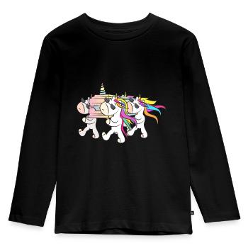 Halloween unicorns with coffin do a show - Kids' Premium Longsleeve Shirt - black - Front - AI Model Kid Male (0cm)