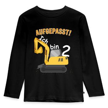 Bagger 2. Geburtstag 2 Jahre Jungen - Kinder Premium Bio Langarmshirt - Schwarz - Vorne - AI Model Kid Male (0cm)