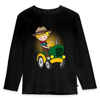 Tracteur conducteur garçon agriculteur agriculteur cadeau enfants - T-shirt manches longues Premium Enfant - noir - Devant - AI Model Kid Male (0cm)