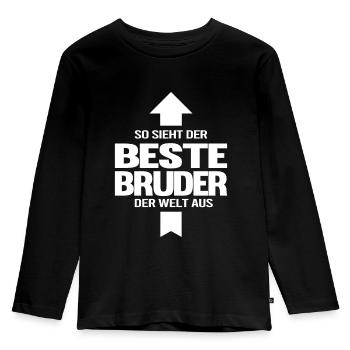 Bruder Geschwister Geschenkidee - Kinder Premium Bio Langarmshirt - Schwarz - Vorne - AI Model Kid Male (0cm)