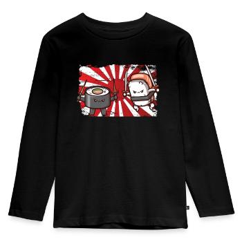 Japan - Kinder Premium Bio Langarmshirt - Schwarz - Vorne - AI Model Kid Male (0cm)