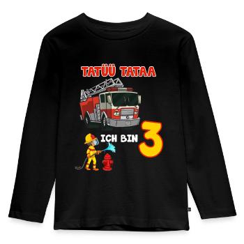 3 Geburtstag mit Feuerwehr für jeden 3 Jahre - Kinder Premium Bio Langarmshirt - Schwarz - Vorne - AI Model Kid Male (0cm)