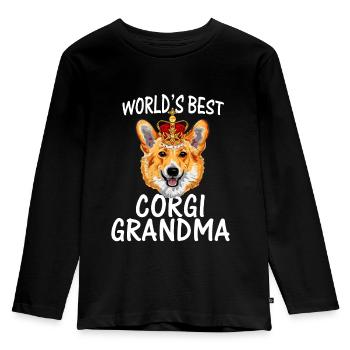 World s Best Corgi Grandma Dog Granddog T Shirt - Kids' Premium Longsleeve Shirt - black - Front - AI Model Kid Male (0cm)