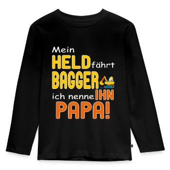 Bagger Papa Baggerfahrer Baustelle Bauarbeiter - Kinder Premium Bio Langarmshirt - Schwarz - Vorne - AI Model Kid Male (0cm)