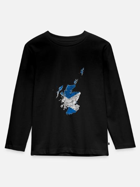 Karte Schottland Flagge vintage - Kinder Premium Bio Langarmshirt - Schwarz