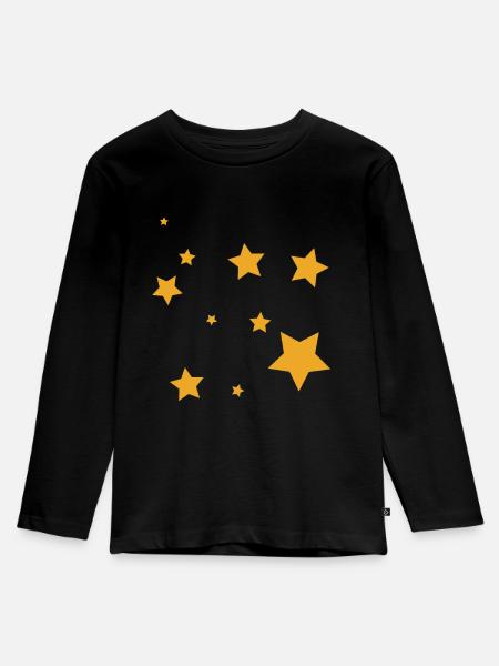Stern Sterne - Kinder Premium Bio Langarmshirt - Schwarz