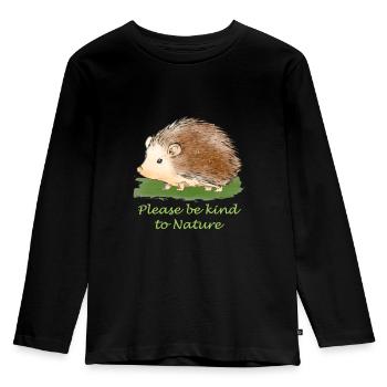 Naturschutz Igel - Kinder Premium Bio Langarmshirt - Schwarz - Vorne - AI Model Kid Male (0cm)