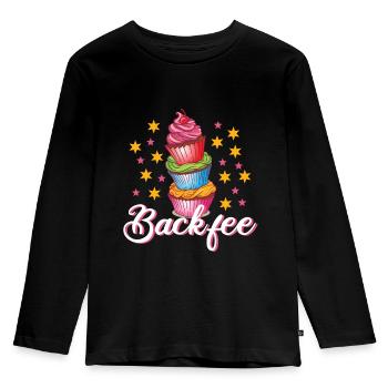 Backfee Bäcker Hobbybäcker Cupcake Muffin Torten - Kinder Premium Bio Langarmshirt - Schwarz - Vorne - AI Model Kid Male (0cm)