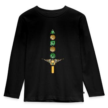Tabeletop D20 Dice Sword Roleplay Geeky RPG - Kids' Premium Longsleeve Shirt - black - Front - AI Model Kid Male (0cm)