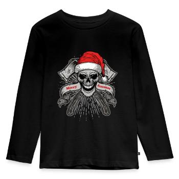 Merry Axema's Christmas Skull Christmas muffles - Kids' Premium Longsleeve Shirt - black - Front - AI Model Kid Male (0cm)
