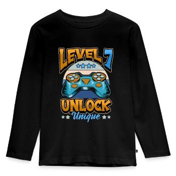7e anniversaire Gaming Gamer Jeux vidéo cadeau - T-shirt manches longues Premium Enfant - noir - Devant - AI Model Kid Male (0cm)