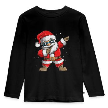 Dabbing Santa Claus - T-shirt manches longues Premium Enfant - noir - Devant - AI Model Kid Male (0cm)