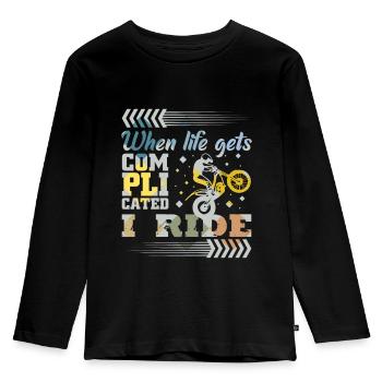 Trial bike saying - Kids' Premium Longsleeve Shirt - black - Front - AI Model Kid Male (0cm)