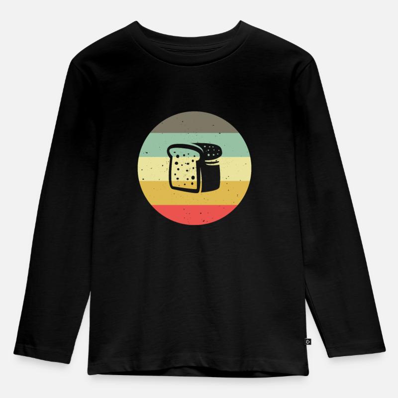Brot Bäcker Brotzeit Stulle Vintage Geschenkidee - Kinder Premium Bio Langarmshirt - Schwarz