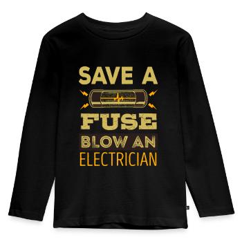 Sauver un fusible Faire sauter un électricien - T-shirt manches longues Premium Enfant - noir - Devant - AI Model Kid Male (0cm)