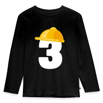 Crane excavator 3rd birthday children 3 years construction site - Kids' Premium Longsleeve Shirt - black - Front - AI Model Kid Male (0cm)