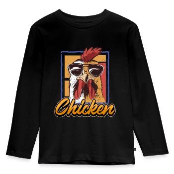 Rooster Chickens Hen Egg Rooster Say Gift - Kids' Premium Longsleeve Shirt - black - Front - AI Model Kid Male (0cm)