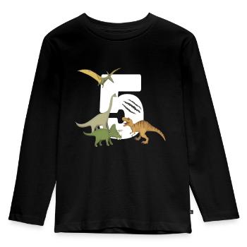 5th birthday children's birthday dinosaur dinosaur - Kids' Premium Longsleeve Shirt - black - Front - AI Model Kid Male (0cm)