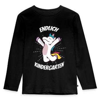 Kindergarten child gift Finally kindergarten fun - Kids' Premium Longsleeve Shirt - black - Front - AI Model Kid Male (0cm)