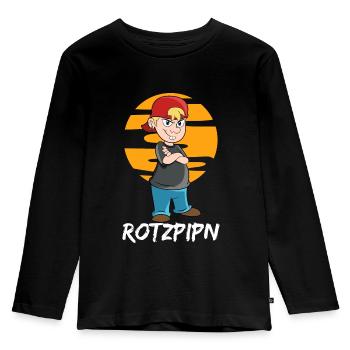 Rotzpipn | Rotzbua | Geschenk für Coole Jungs - Kinder Premium Bio Langarmshirt - Schwarz - Vorne - AI Model Kid Male (0cm)