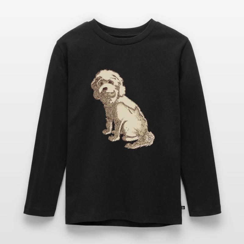 Cockapoo Hundezeichnung eines Cockapoo Kinder Premium Bio Langarmshirt