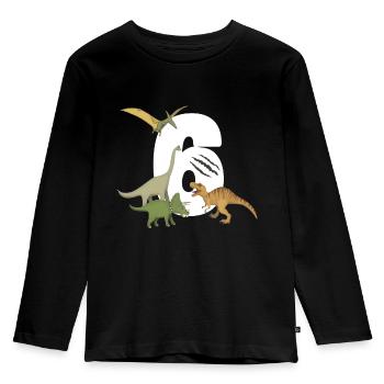 6ème anniversaire anniversaire d’enfant dinosaure dinosaure - T-shirt manches longues Premium Enfant - noir - Devant - AI Model Kid Male (0cm)