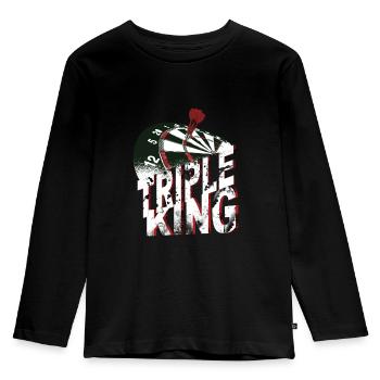 Dartboard with darts Triple King - Kids' Premium Longsleeve Shirt - black - Front - AI Model Kid Male (0cm)