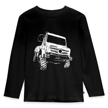 Unimog , Nutzfahrzeug, Lkw, Unimog 406, Traktor - Kinder Premium Bio Langarmshirt - Schwarz - Vorne - AI Model Kid Male (0cm)