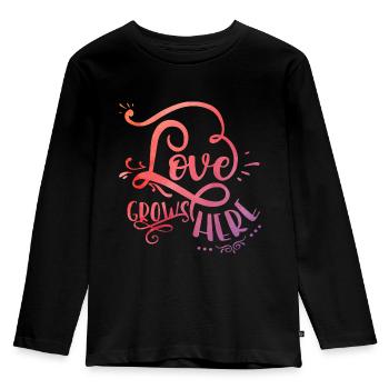 Love grows here - Kids' Premium Longsleeve Shirt - black - Front - AI Model Kid Male (0cm)