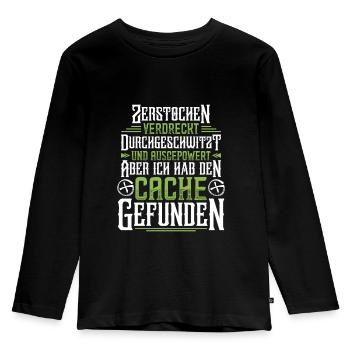 Zerstochen, verdreckt, durchgeschwitzt und ausgepo - Kinder Premium Bio Langarmshirt - Schwarz - Vorne - AI Model Kid Male (0cm)