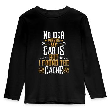 Keine Ahnung wo mein Auto ist #Geocaching - Kinder Premium Bio Langarmshirt - Schwarz - Vorne - AI Model Kid Male (0cm)