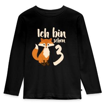 3. Geburtstag Fuchs Kinder Ich bin 3 Jahre alt - Kinder Premium Bio Langarmshirt - Schwarz - Vorne - AI Model Kid Male (0cm)