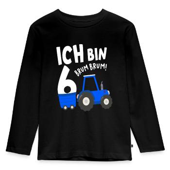 Ich bin 6 Traktor Bauer Jungs 6. Geburtstag - Kinder Premium Bio Langarmshirt - Schwarz - Vorne - AI Model Kid Male (0cm)