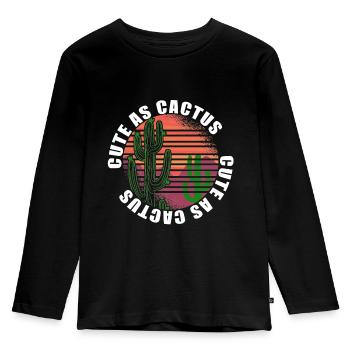 süß wie Kaktus Kaktusblume Cactus Spruch - Kinder Premium Bio Langarmshirt - Schwarz - Vorne - AI Model Kid Male (0cm)