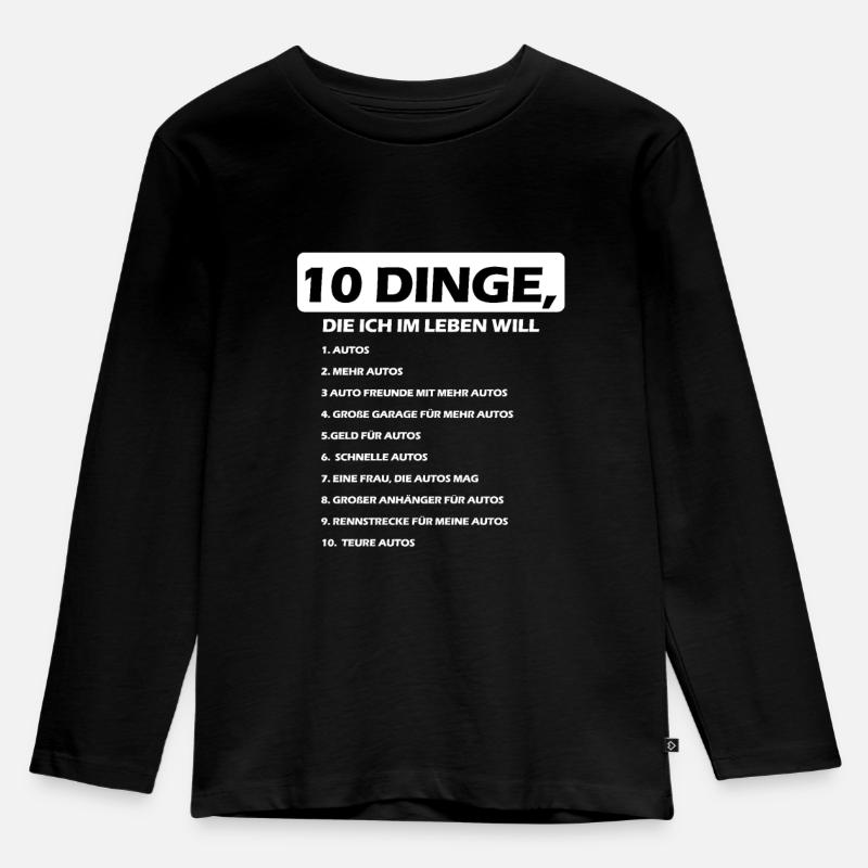 10 Dinge Leben Autos KFZ mechaniker - Kinder Premium Bio Langarmshirt - Schwarz