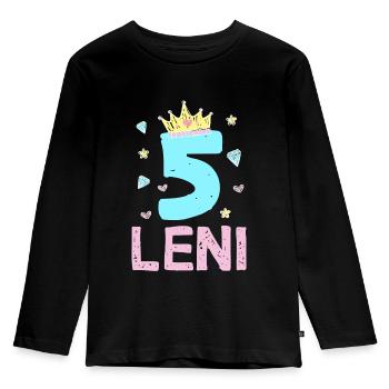 5. Geburtstag Leni Prinzessin Krone Einhor - Kinder Premium Bio Langarmshirt - Schwarz - Vorne - AI Model Kid Male (0cm)