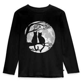 Chats sur arbre au clair de lune - Cher chat - T-shirt manches longues Premium Enfant - noir - Devant - AI Model Kid Male (0cm)