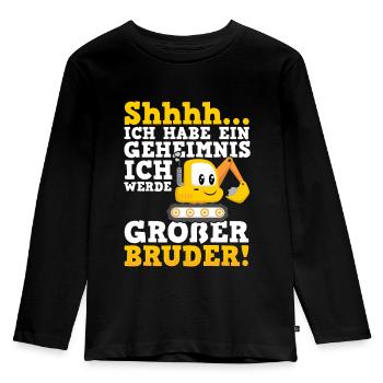 Großer Bruder Bagger - Kinder Premium Bio Langarmshirt - Schwarz - Vorne - AI Model Kid Male (0cm)