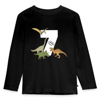 7th Birthday Children's Birthday Dino Dinosaur - Kids' Premium Longsleeve Shirt - black - Front - AI Model Kid Male (0cm)