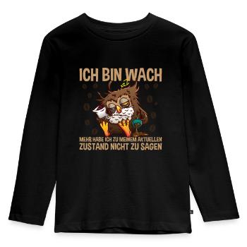 Morgenmuffel Ich bin wach - Kinder Premium Bio Langarmshirt - Schwarz - Vorne - AI Model Kid Male (0cm)