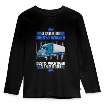 LKW-Fahrer Dienstwagen Lastwagen Spedition LKW - Kinder Premium Bio Langarmshirt - Schwarz - Vorne - AI Model Kid Male (0cm)