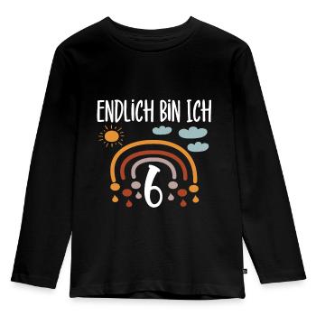 6. Geburtstag Endlich ich bin 6 Kindergeburtstag - Kinder Premium Bio Langarmshirt - Schwarz - Vorne - AI Model Kid Male (0cm)