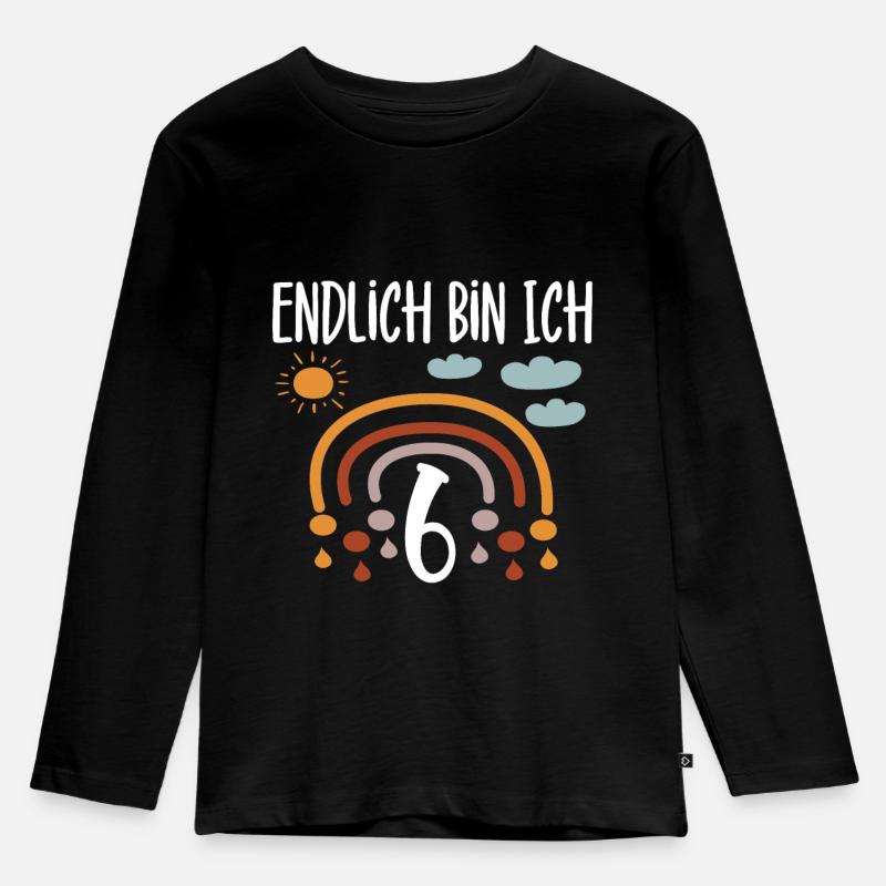 6. Geburtstag Endlich ich bin 6 Kindergeburtstag - Kinder Premium Bio Langarmshirt - Schwarz