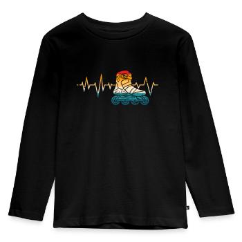 Roller Patinage, patin à roulettes, filles, enfants - T-shirt manches longues Premium Enfant - noir - Devant - AI Model Kid Male (0cm)