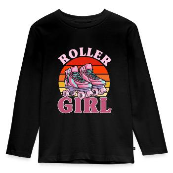 Roller Patinage, patin à roulettes, filles, enfants - T-shirt manches longues Premium Enfant - noir - Devant - AI Model Kid Male (0cm)